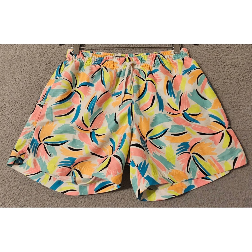 Chubbies Mens Swim Trunks Multi Color Abstract Palm Print Mesh Lined Size M USA